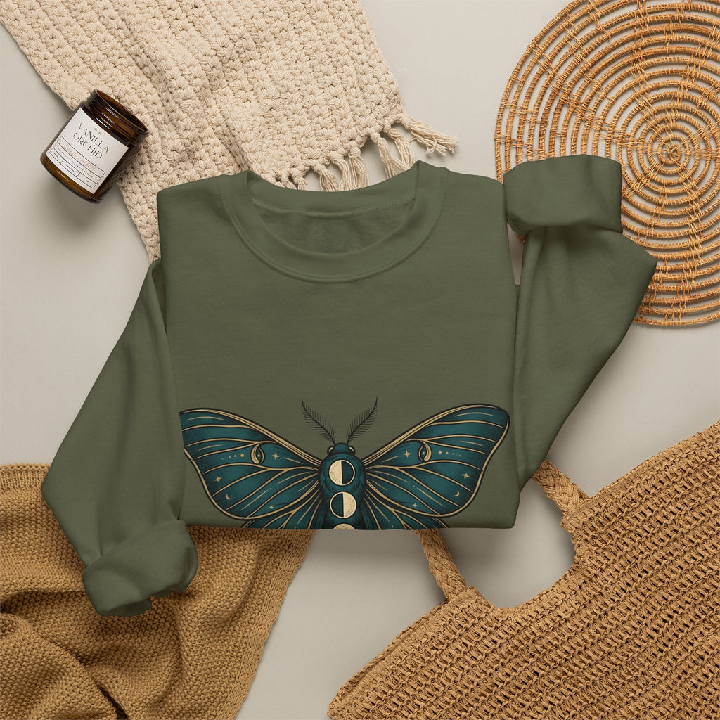 Luna Butterfly Sweatshirt Boho Chic Astrology Gift Women Mystical Sweatshirt Butterfly Sweatshirt Bohemian Enthusiast Magical Sweatshirt Zodiac Graphic Retro