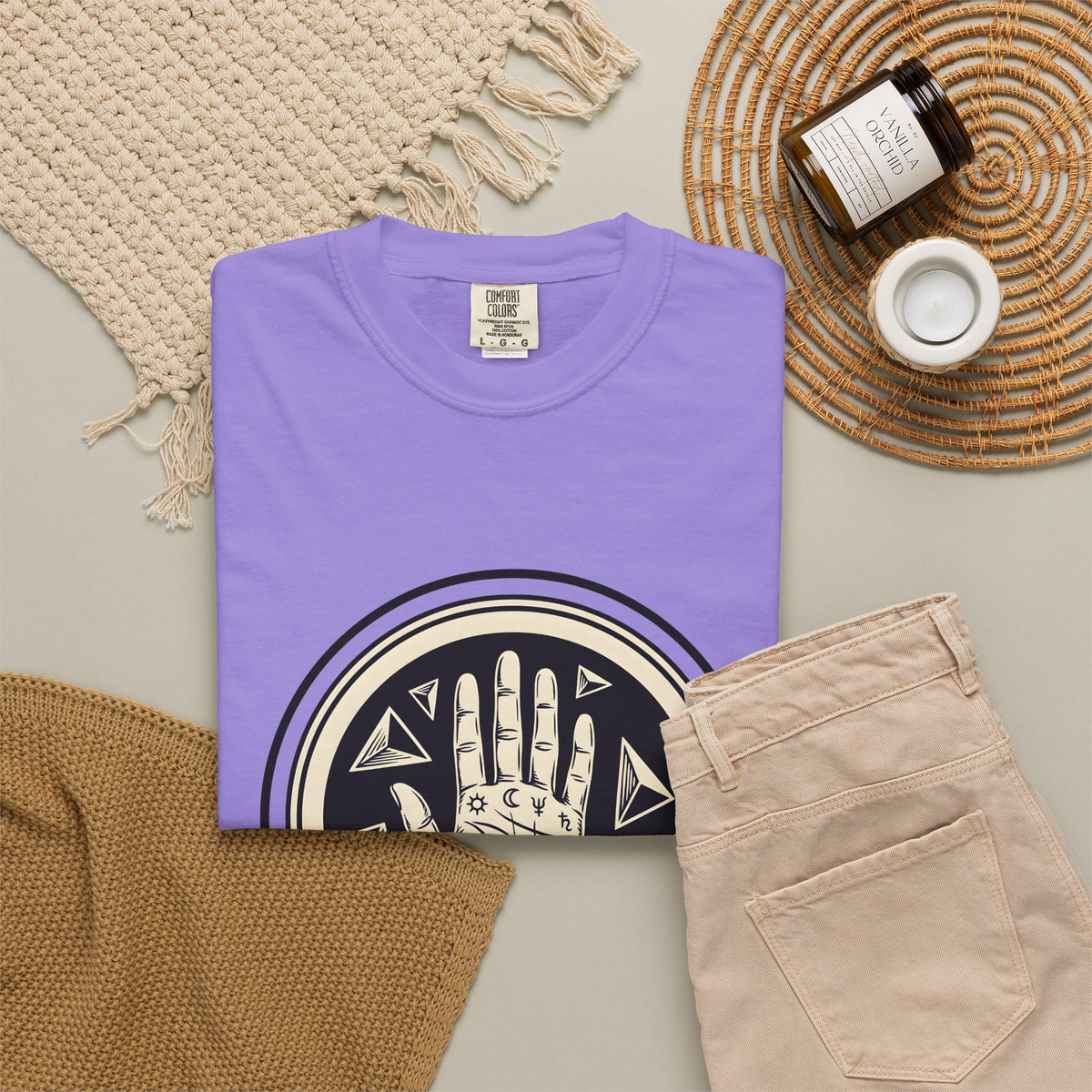 Enchanted Hand T-Shirt Mystical Esoteric Gift Women Folk T-Shirt Magical Hand T-Shirt Occult Fan Primitive T-Shirt Mystical Graphic Antique Polygon