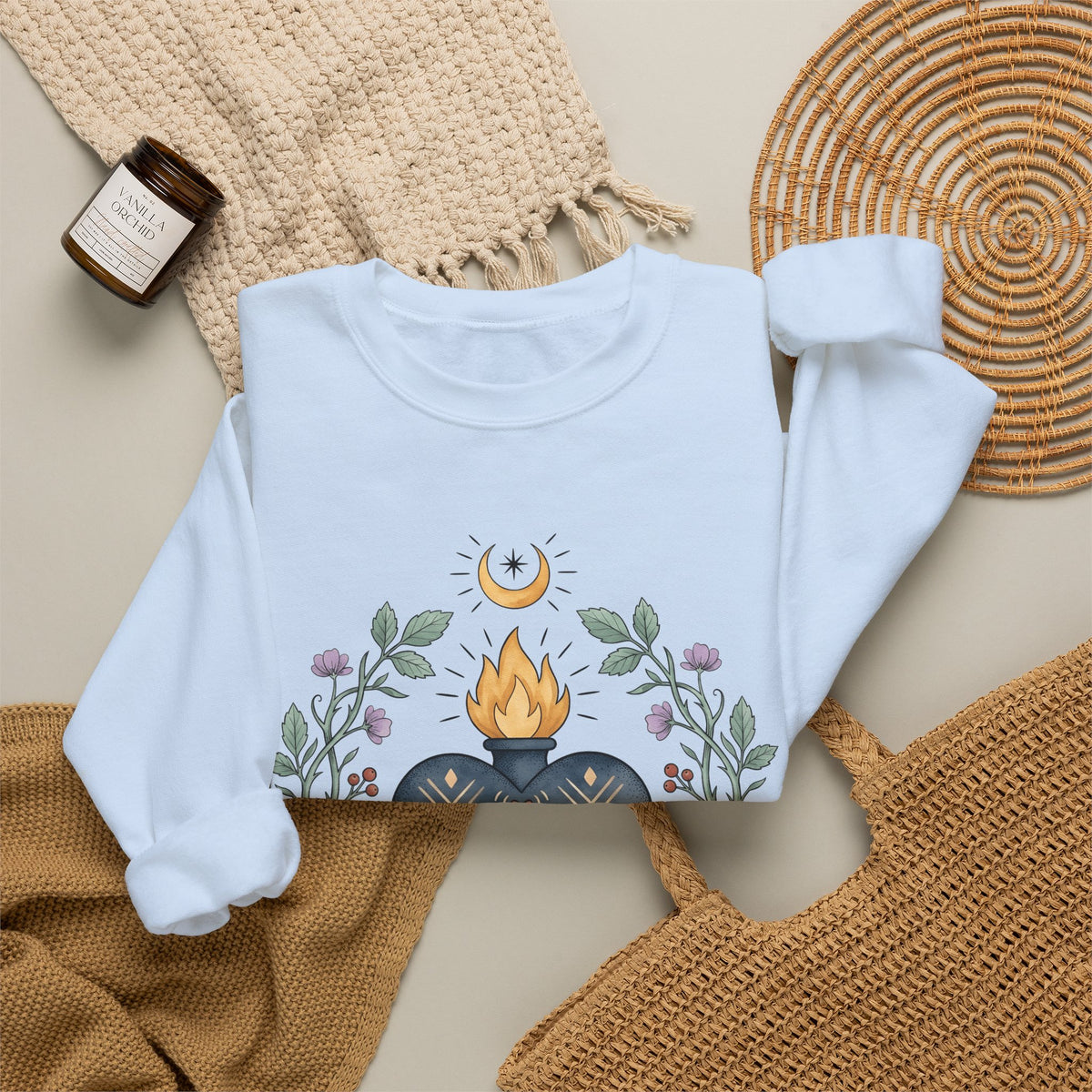Sacred Heart Sweatshirt Boho Chic Spiritual Gift Women Folk Art Sweatshirt Heart Sweatshirt Hippie Enthusiast Primitive Sweatshirt Mystical Graphic Vintage