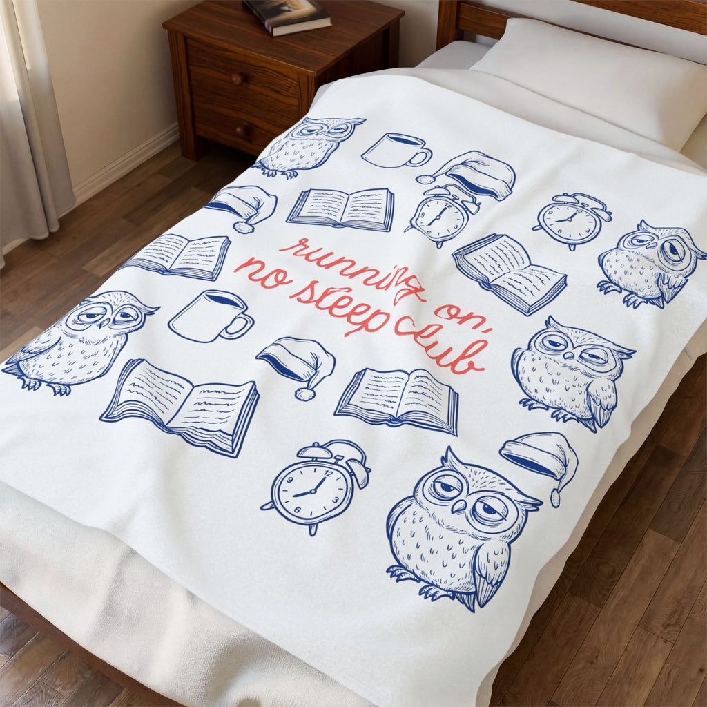 Sleepy Owl Blanket Mom Book Gift Women Hand Drawn Blanket Owl Blanket Mother Fan Owl Blanket Bibliophile Graphic Doodle Coffee Blanket Blanket