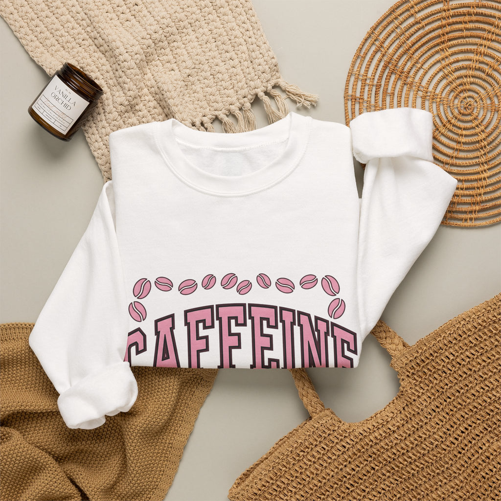 Coffee Beans Sweatshirt Coffee Humor Gift Women Bold Sweatshirt Coffee Sweatshirt Caffeine Fan Coffee Art Sweatshirt Funny Graphic Retro Pink Accent Sweatshirt