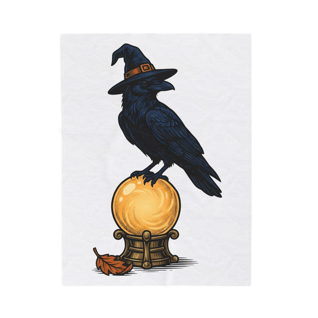 Raven Wizard Hat Blanket Halloween Horror Gift Women Antique Blanket Witch Hat Blanket Spooky Fan Occult Blanket Horror Graphic Ink Fortune Ball