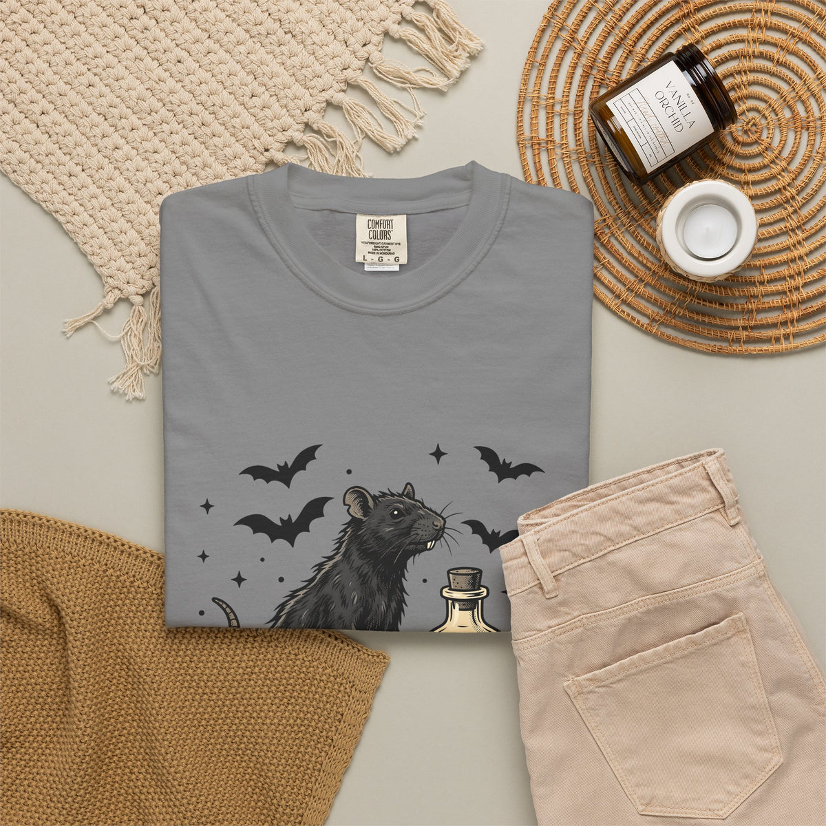 Rodent Brew T-Shirt Halloween Horror Gift Women Hand Drawn T-Shirt Mouse Brew T-Shirt Horror Fan Illustrated Graphic T-Shirt Macabre Skeletal Hand