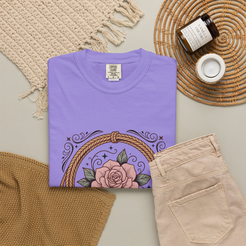 Bloom Rope T-Shirt Cowgirl Garden Gift Women Indie T-Shirt Braided Rope T-Shirt Rodeo Fan Handmade T-Shirt Floral Graphic Classic Twinkles T-Shirt