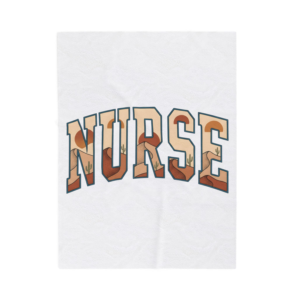 Desert Landscape Text Blanket Nurse Western Gift Women Boho Blanket Desert Text Blanket Rn Fan Hippie Blanket Cowboy Graphic Retro Cactus Blanket