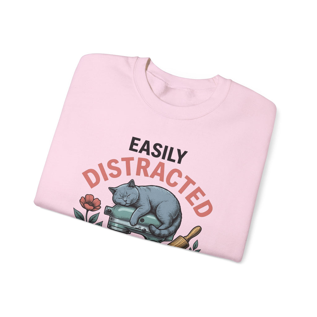 Cat Blender Sweatshirt Cat Dessert Gift Women Retro Sweatshirt Blender Sweatshirt Cat Fan Vintage Sweatshirt Pastry Graphic Sketch Blossoms Sweatshirt