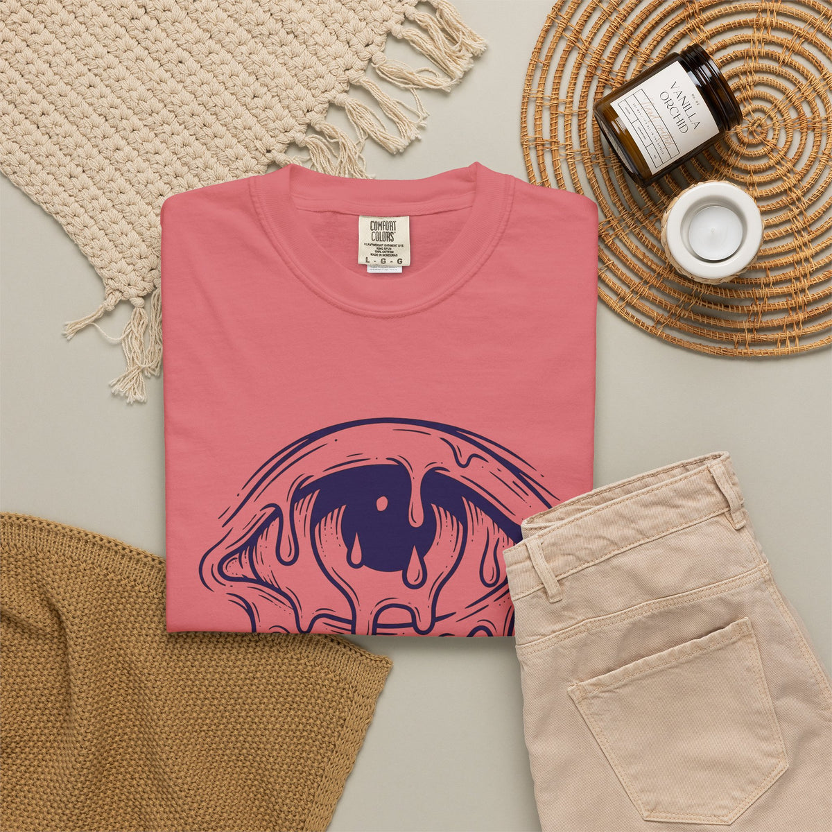 Melting Eye T-Shirt Aesthetic Gothic Gift Women Line Art T-Shirt Weeping Eye T-Shirt Style Fan Graphic T-Shirt Dark Illustration Minimal Drips