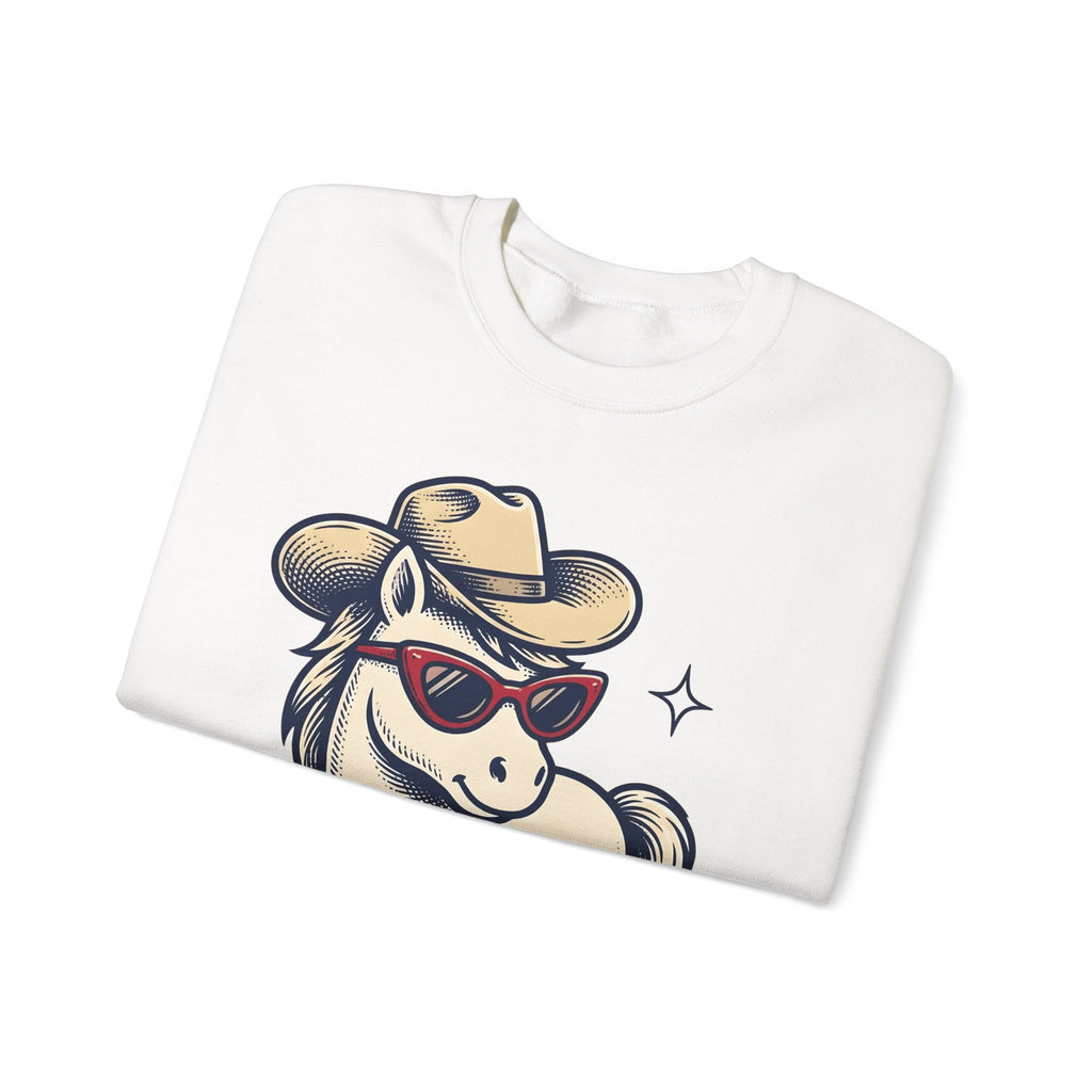 Horse Cowboy Hat Sweatshirt Cowgirl Cowboy Gift Women Classic Sweatshirt Equine Sweatshirt Rodeo Fan Western Sweatshirt Cowboy Graphic Line Art Eyeglasses