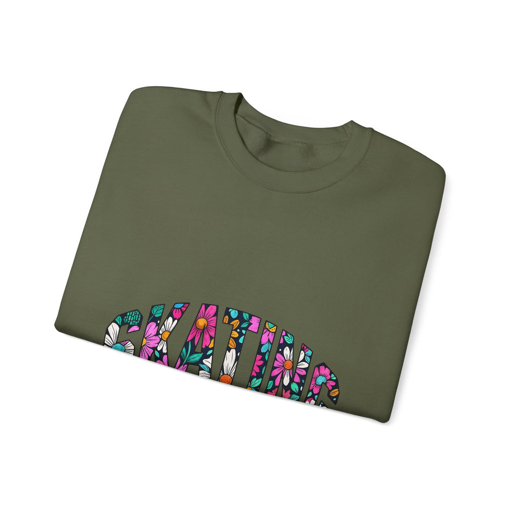 Floral Text Sweatshirt Skating Nature Gift Women Simple Graphic Sweatshirt Typography Sweatshirt Skater Fan Minimalist Sweatshirt Earth Graphic Old School