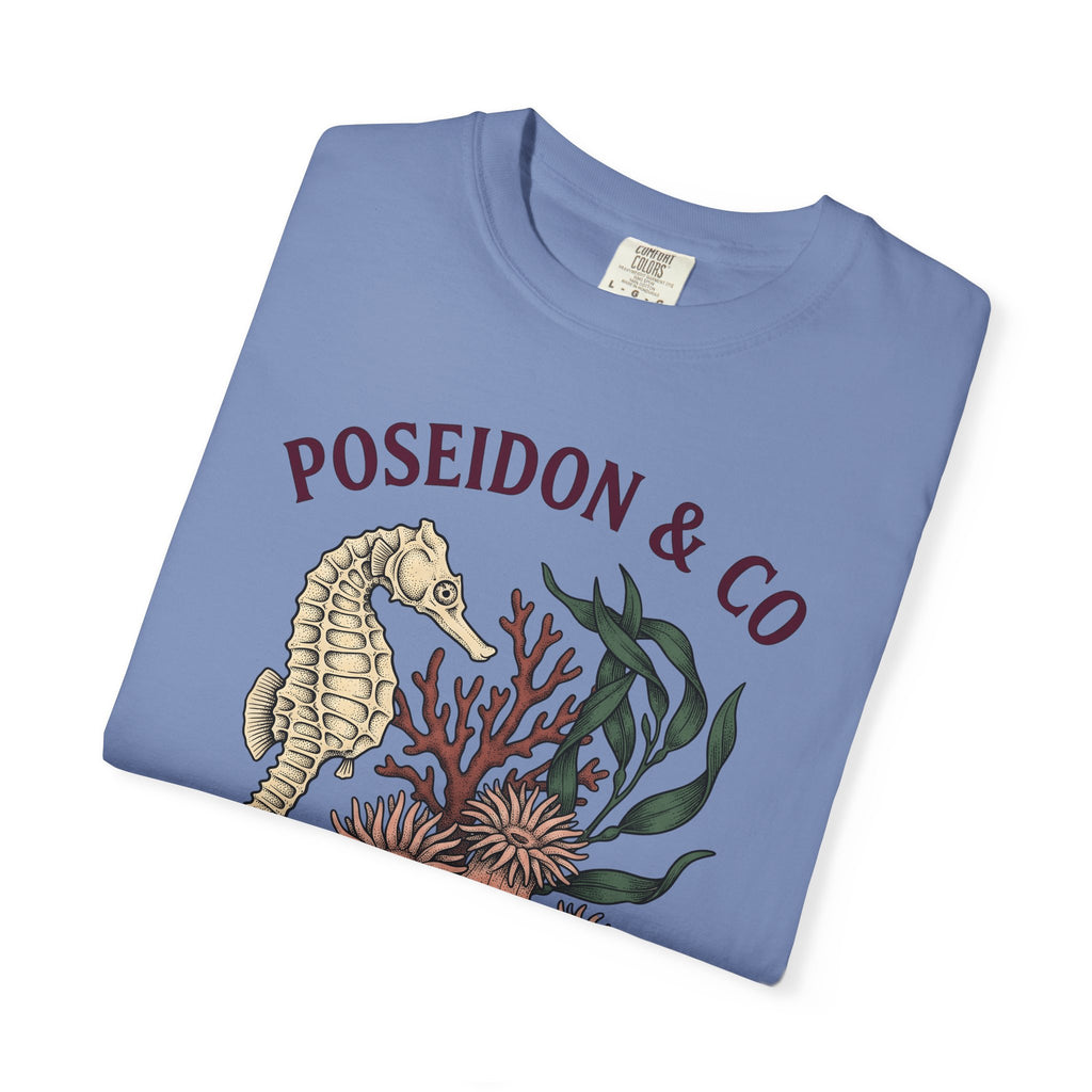 Seahorse Ocean Coastal Gift Old School Seahorse Marine Fan Sea Creature Coastal Ink T-Shirt