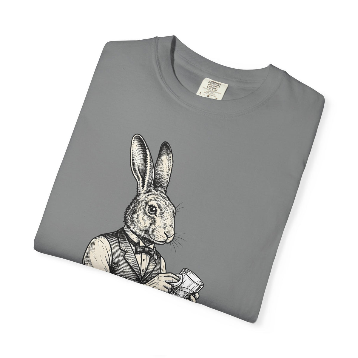 Rabbit Bartender T-Shirt Animal Bar Gift Women Vintage T-Shirt Bunny T-Shirt Pet Fan Retro T-Shirt Pub Graphic Hand Drawn Playing Card T-Shirt