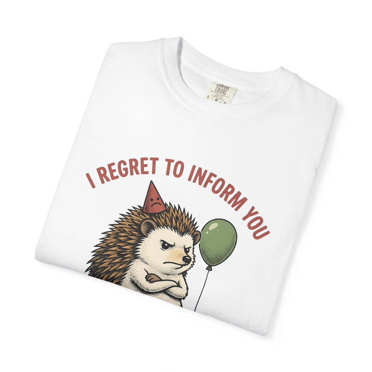 Hedgehog Art T-Shirt Funny Creatures Gift Women Whimsical T-Shirt Porcupine T-Shirt Humor Fan Cartoon T-Shirt Animal Graphic Sketch Balloon T-Shirt