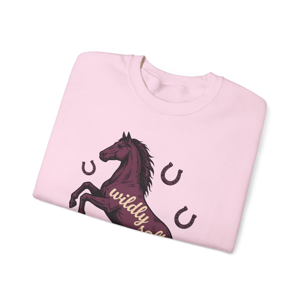 Horse Design Sweatshirt Boho Chic Ranch Gift Women Classic Sweatshirt Equine Sweatshirt Hippie Fan Vintage Sweatshirt Western Graphic Doodle Horseshoe Sweatshirt