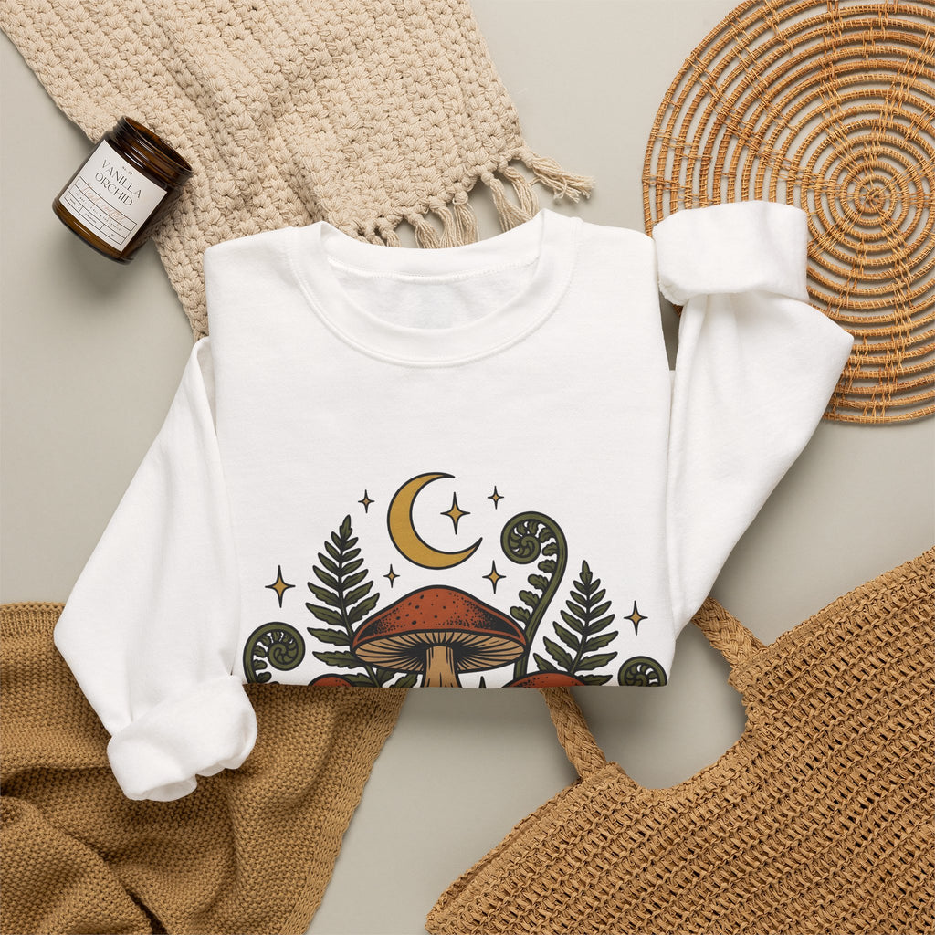 Mushroom Drawing Sweatshirt Nature Garden Gift Women Hippie Sweatshirt Fungus Sweatshirt Outdoors Fan Psychedelic Sweatshirt Yard Graphic Classic Frond Sweatshirt
