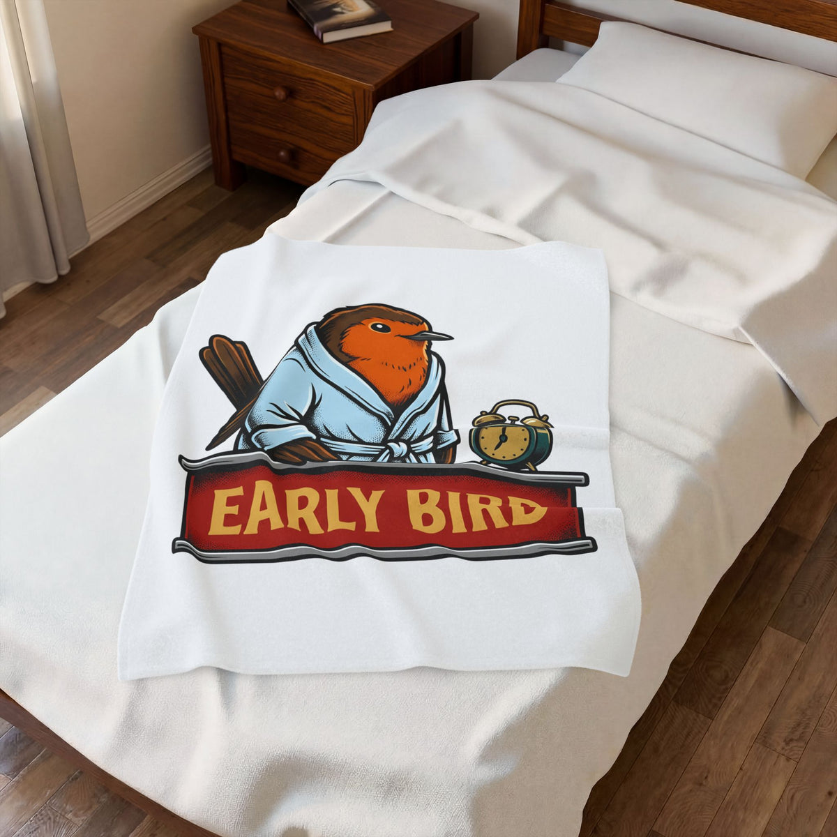 Avian Robe Blanket Funny Creature Gift Women Animated Blanket Bird Blanket Humor Fan Cartoon Blanket Beast Graphic Old School Alarm Blanket