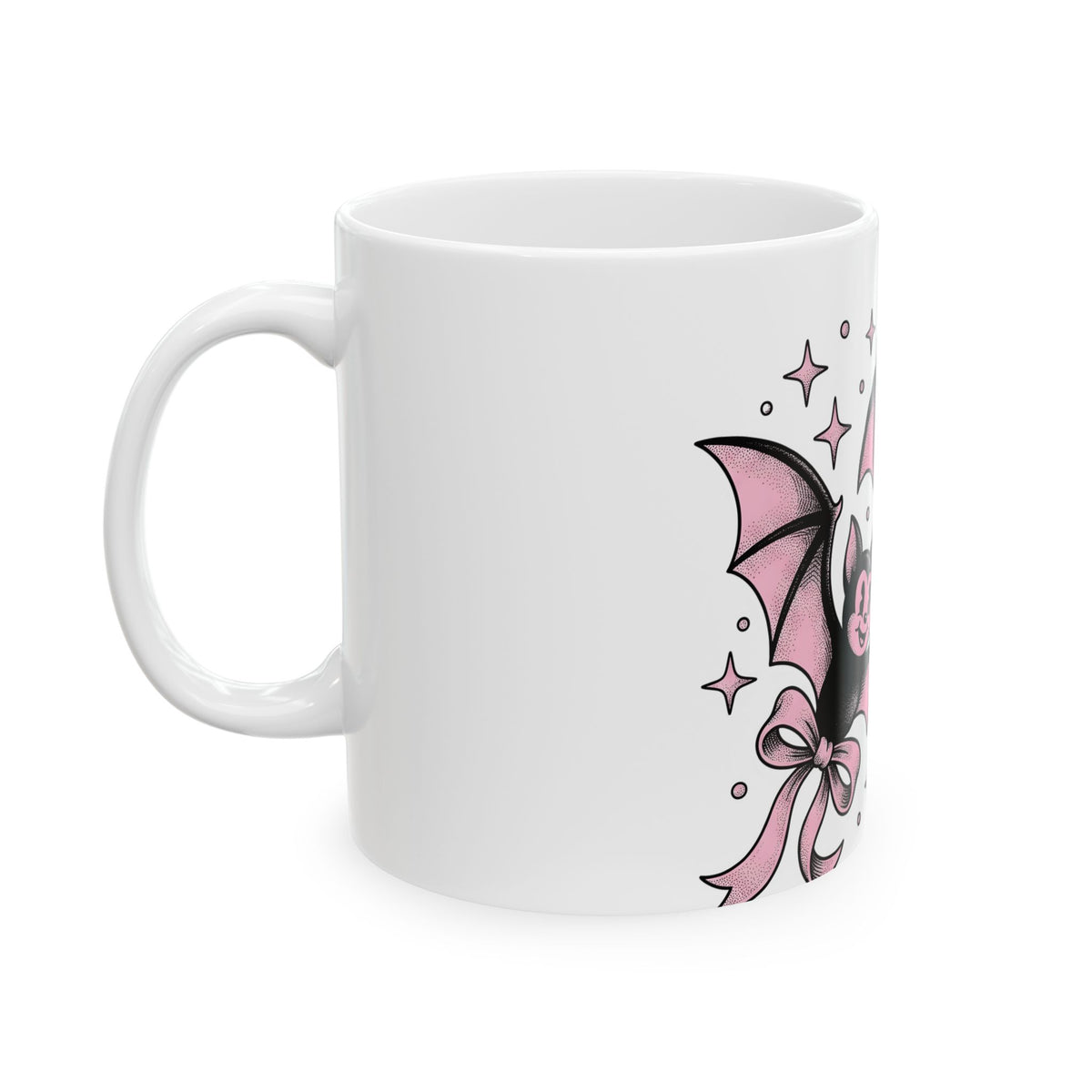 Sweet Bats Mug Halloween Horror Gift Women Chibi Mug Flying Fox Mug Spooky Fan Creepy Mug Horror Graphic Old School Hair Bows