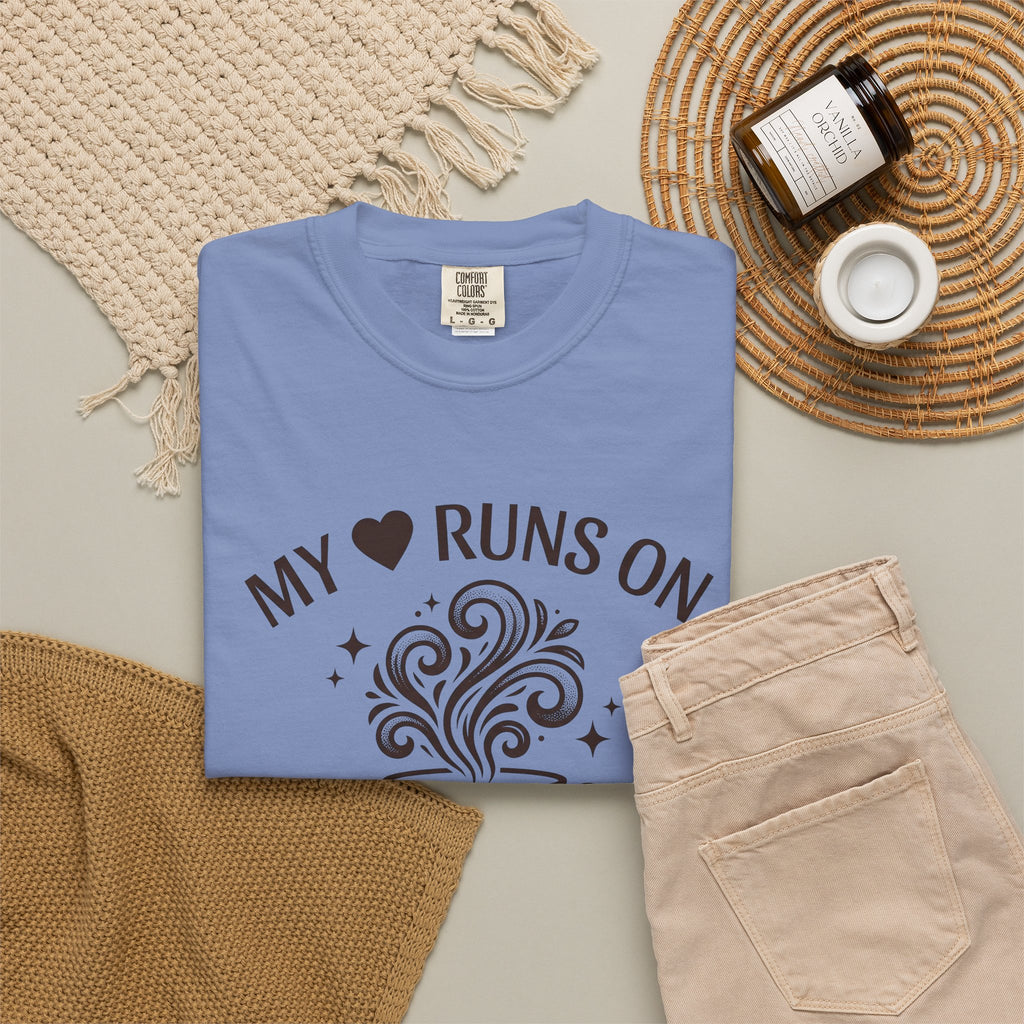 Coffee Cup T-Shirt Mom Latte Gift Women Hand Drawn T-Shirt T-Shirt T-Shirt Mother Fan Coffee T-Shirt T-Shirt Cappuccino Graphic Clean Curls T-Shirt
