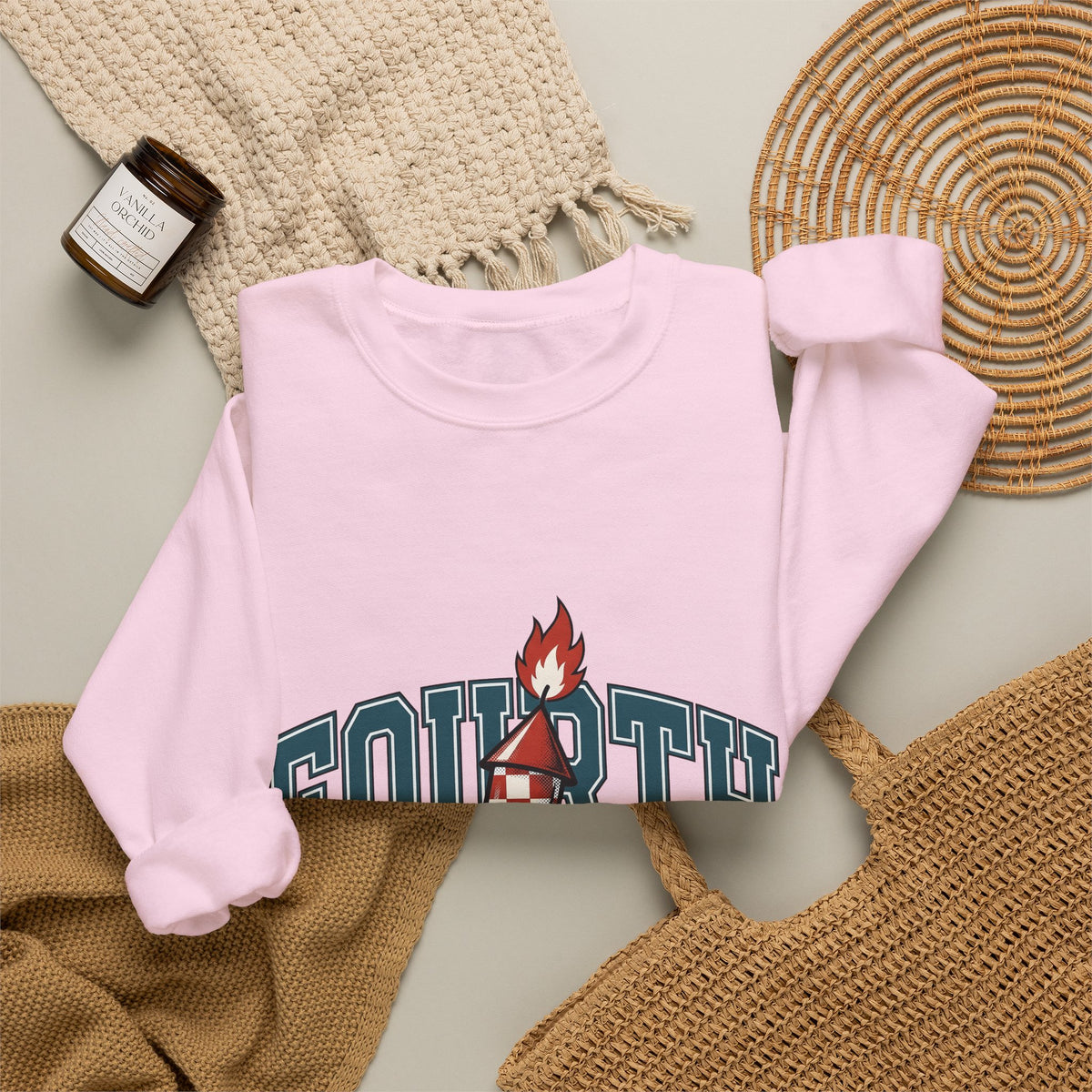 Firework Illustration Sweatshirt 4th Of July America Gift Women Striking Sweatshirt Fireworks Sweatshirt Independence Fan Fire Art Sweatshirt Patriotic Graphic