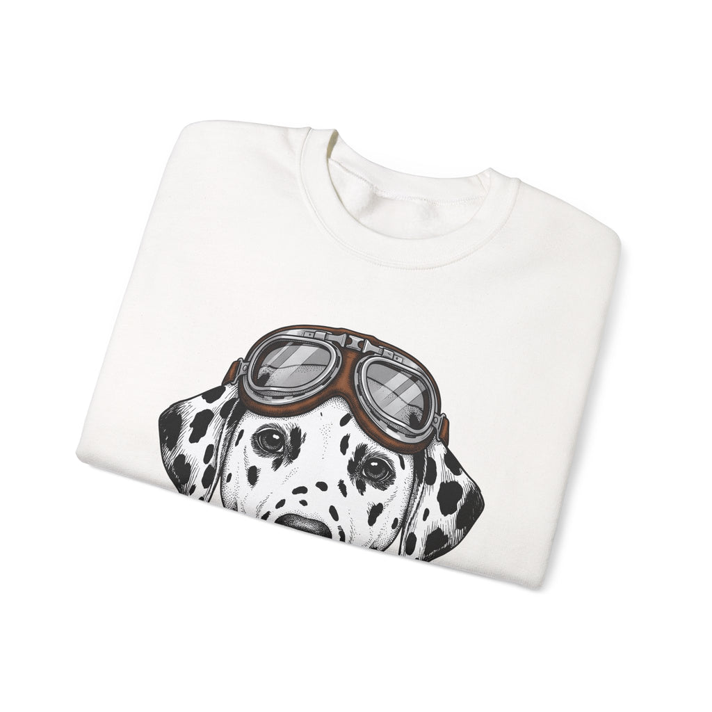 Dalmatian Puppy Sweatshirt Dog Pets Gift Women Line Art Sweatshirt Puppy Sweatshirt Dog Fan Dalmatian Sweatshirt Animal Graphic Retro Pilot Goggles Sweatshirt