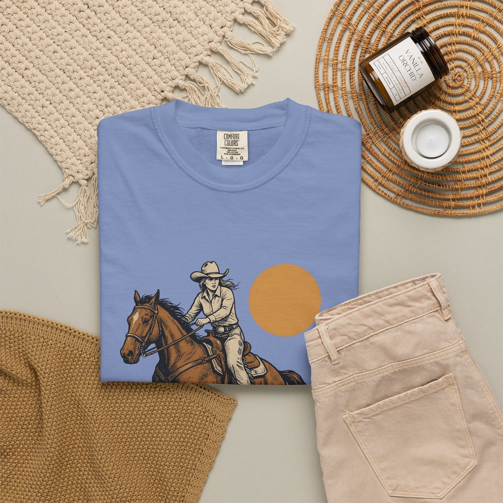 Barrel Racing T-Shirt Cowgirl Livestock Gift Women Cowboy T-Shirt Barrel Racing T-Shirt Rodeo Fan Western T-Shirt Cattle Graphic Retro Horse T-Shirt
