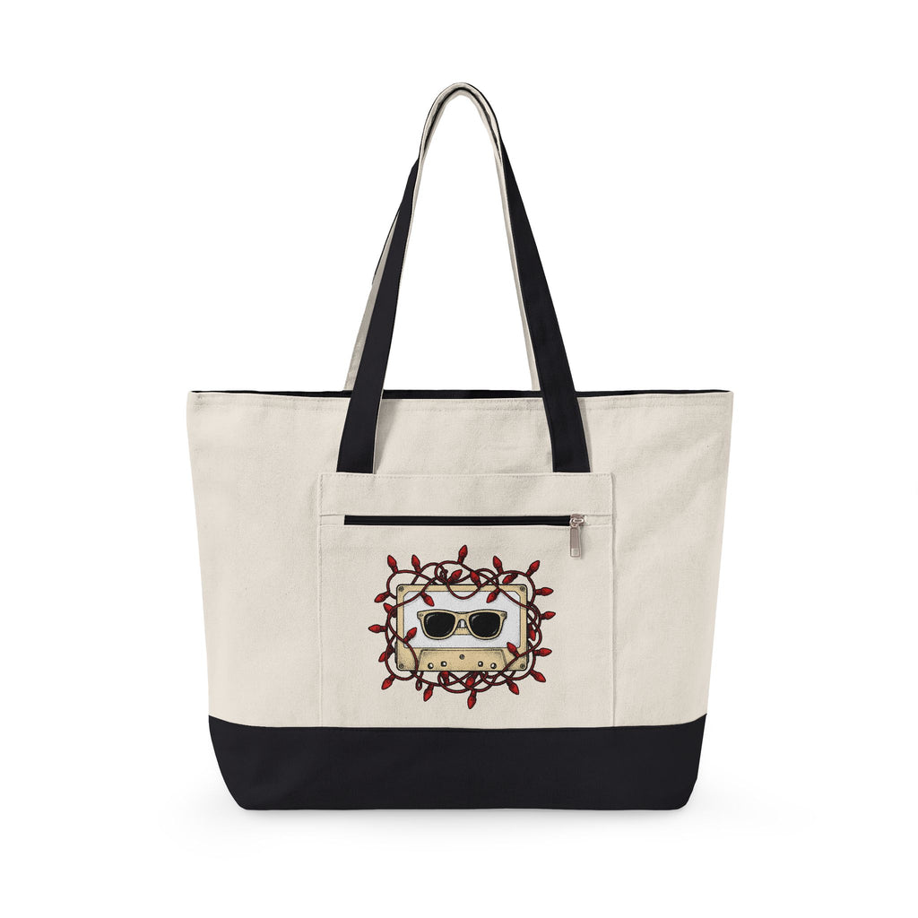 Cassette Tape Tote Bag Christmas Music Gift Women Retro Tote Bag Mixtape Tote Bag Xmas Fan Retro Tote Bag Melody Graphic Vintage Sunglasses Tote Bag