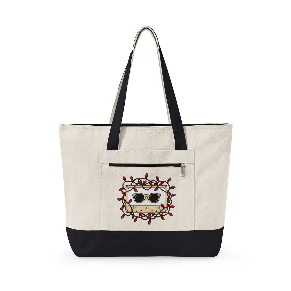 Cassette Tape Tote Bag Christmas Music Gift Women Retro Tote Bag Mixtape Tote Bag Xmas Fan Retro Tote Bag Melody Graphic Vintage Sunglasses Tote Bag
