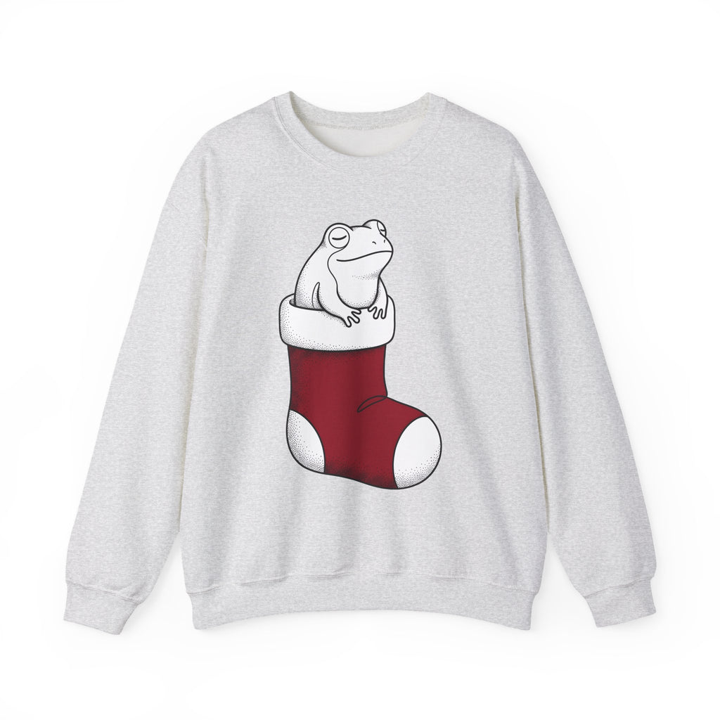 Frog Holiday Sock Sweatshirt Christmas Pet Gift Women Modern Sweatshirt Toad Sweatshirt Xmas Fan Holiday Sweatshirt Animal Graphic Doodle Xmas Stocking Sweatshirt