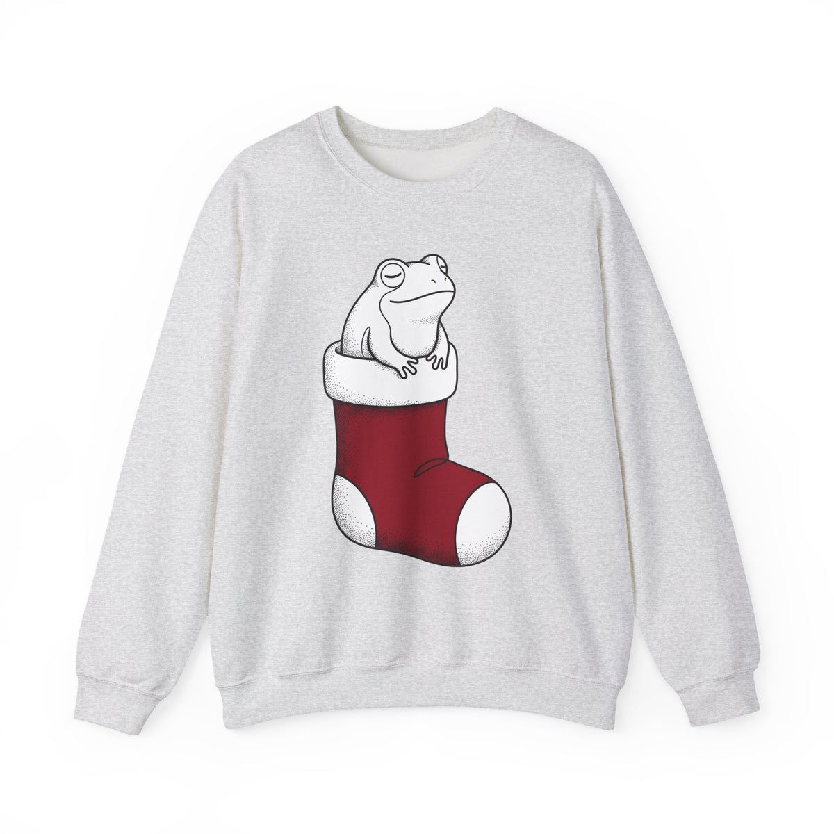 Frog Holiday Sock Sweatshirt Christmas Pet Gift Women Modern Sweatshirt Toad Sweatshirt Xmas Fan Holiday Sweatshirt Animal Graphic Doodle Xmas Stocking Sweatshirt
