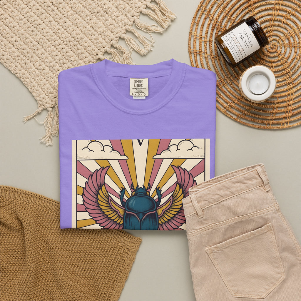Beetle T-Shirt Boho Chic Esoteric Gift Women Divination Card T-Shirt Bug T-Shirt Bohemian Fan Tarot T-Shirt Mystical Graphic Hand Drawn Crescent