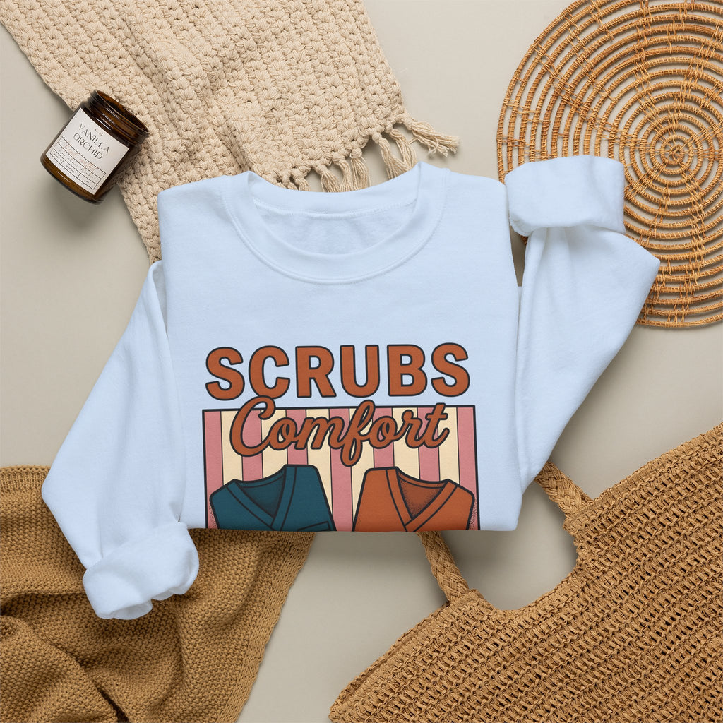 Scrubs Print Sweatshirt Nurses Wellness Gift Women Hand Drawn Sweatshirt Medical Print Sweatshirt Nurse Enthusiast Illustration Graphic Line Art Red Cross