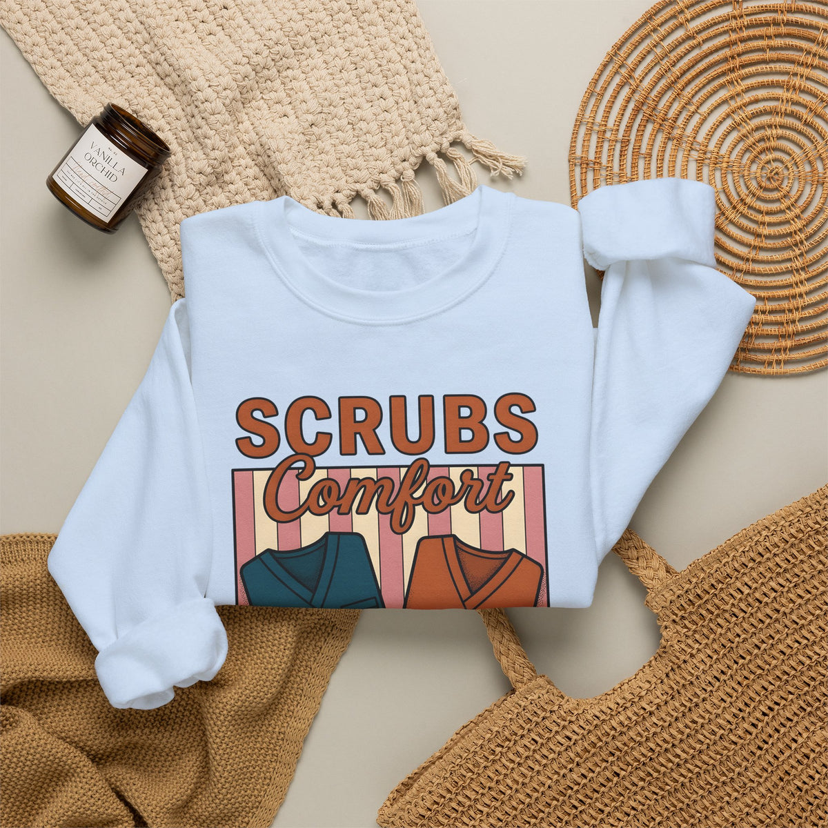 Scrubs Print Sweatshirt Nurses Wellness Gift Women Hand Drawn Sweatshirt Medical Print Sweatshirt Nurse Enthusiast Illustration Graphic Line Art Red Cross