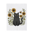 Dark Cat Blanket Boho Chic Garden Gift Women Line Art Blanket Black Cat Blanket Bohemian Fan Minimalist Blanket Gardening Graphic Cartoon Yellow