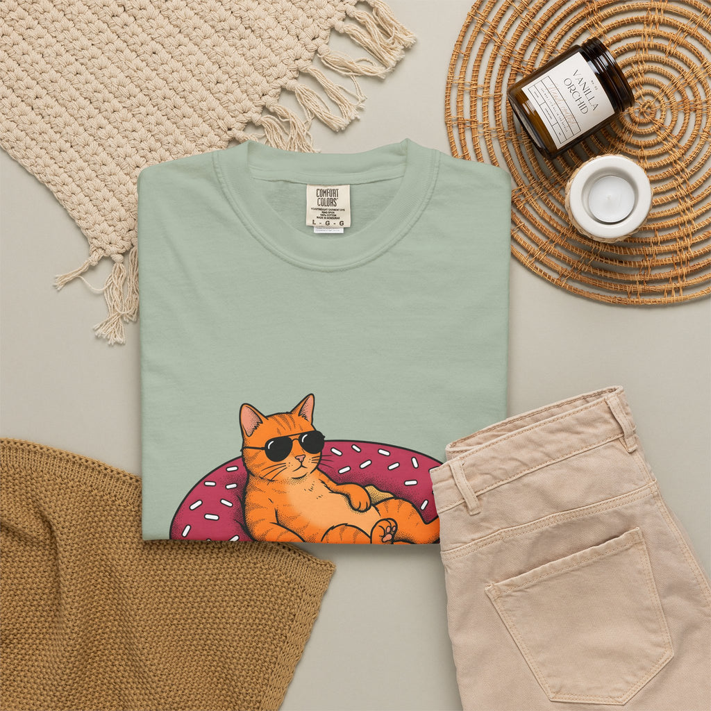Feline Donut T-Shirt Cat Cuisine Gift Women Animated T-Shirt Cat T-Shirt Cat Fan Kitty T-Shirt Food Graphic Classic Glasses T-Shirt