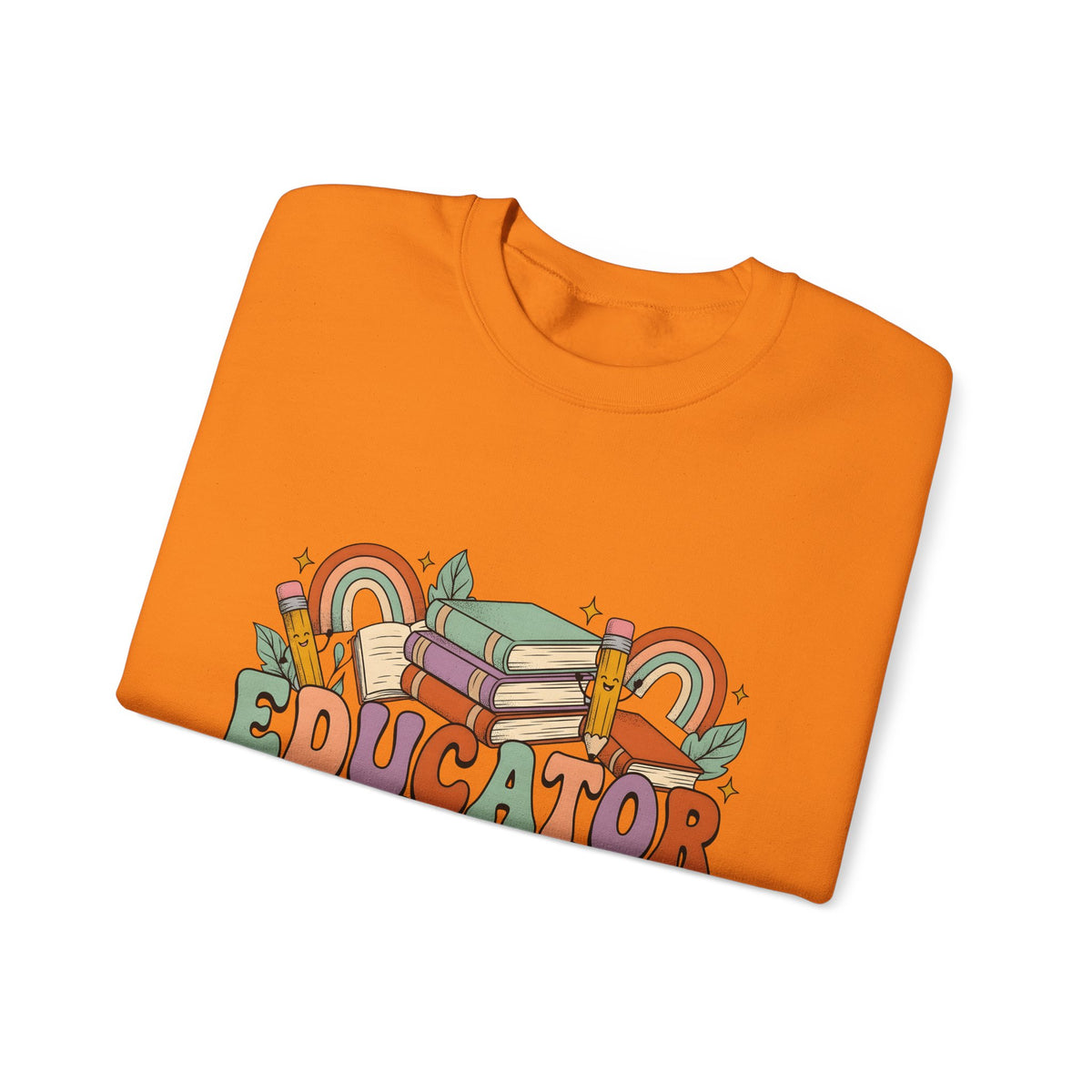 Books Pencils Sweatshirt Teacher School Gift Women Cartoon Sweatshirt Stationery Sweatshirt Educator Enthusiast Comic Sweatshirt Classroom Graphic Retro