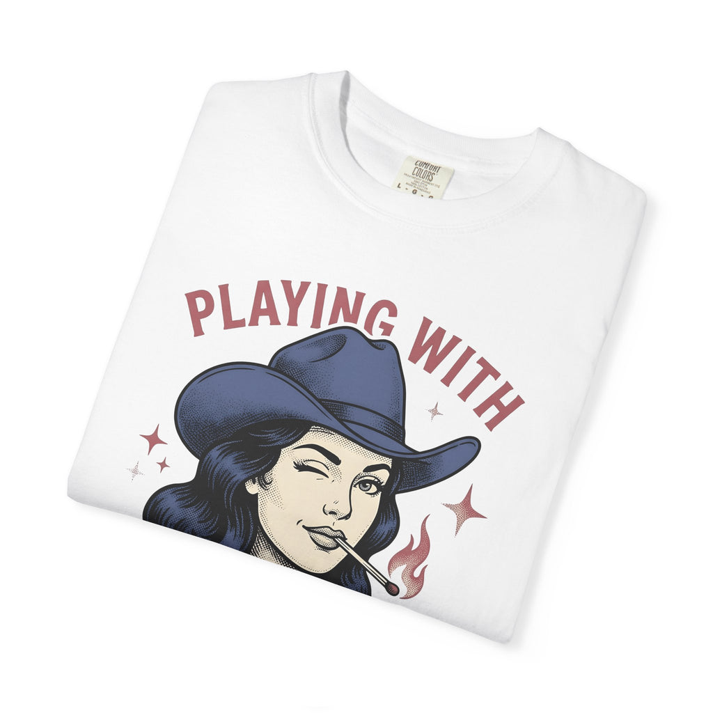 Cowgirl Portrait Cowgirl Western Gift Vintage Cowboy Rodeo Fan Rustic Retro Matchstick T-Shirt