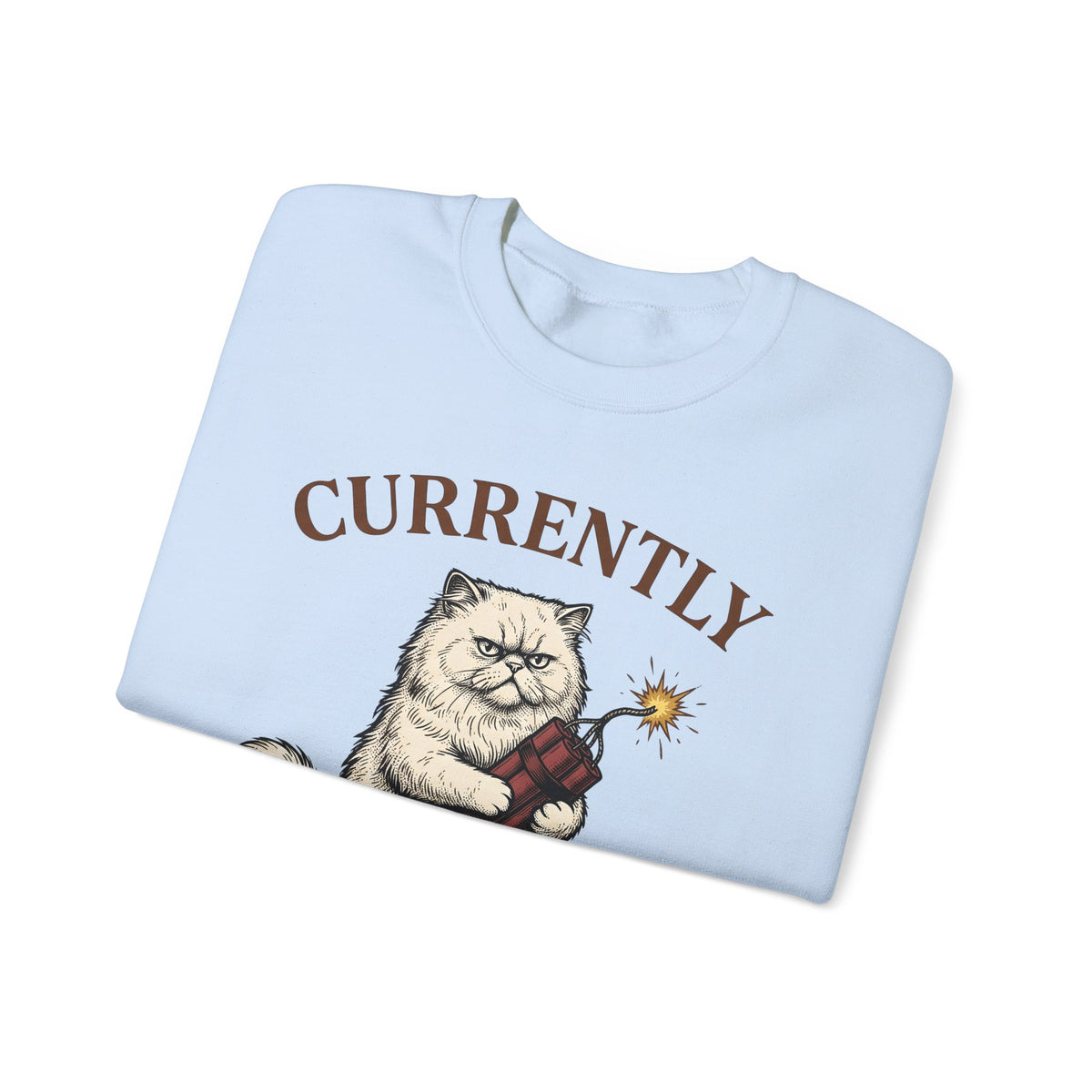 Upset Cat Sweatshirt Funny Wildlife Gift Women Old School Sweatshirt Angry Cat Sweatshirt Humor Fan Vintage Sweatshirt Animal Graphic Doodle Explosion Sweatshirt
