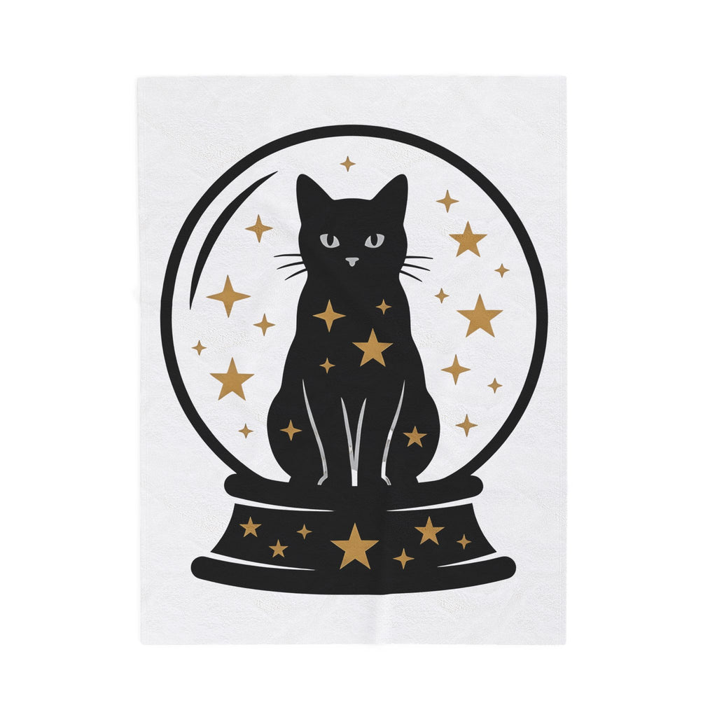 Dark Cat Orb Blanket Cat Magic Gift Women Simple Blanket Black Cat Ball Blanket Cat Fan Feline Graphic Blanket Retro Sparkles Blanket