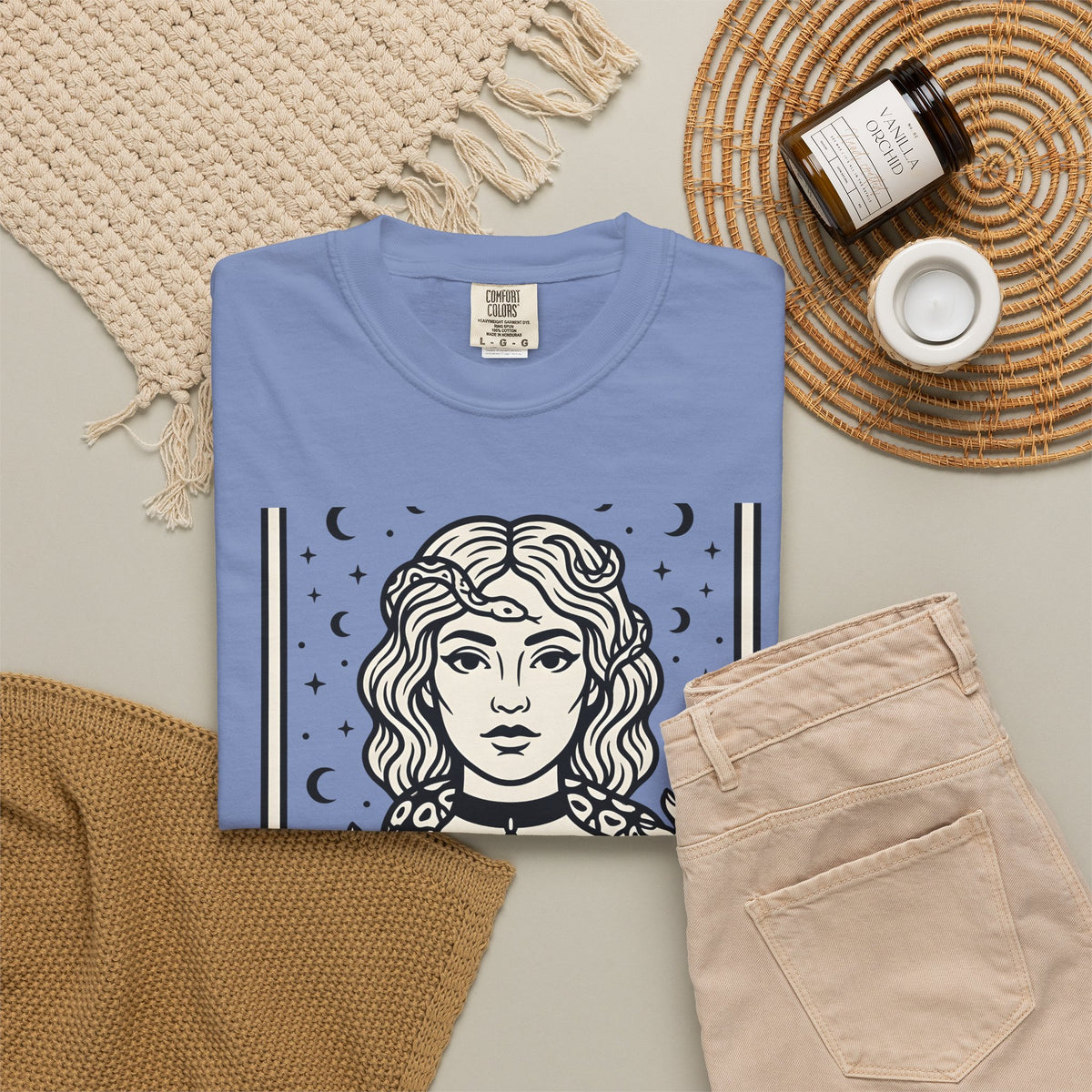 Mystical Female Serpent T-Shirt Boho Chic Spells Gift Women Oracle T-Shirt Snake T-Shirt Bohemian Fan Divination T-Shirt Magic Graphic Retro Lunar