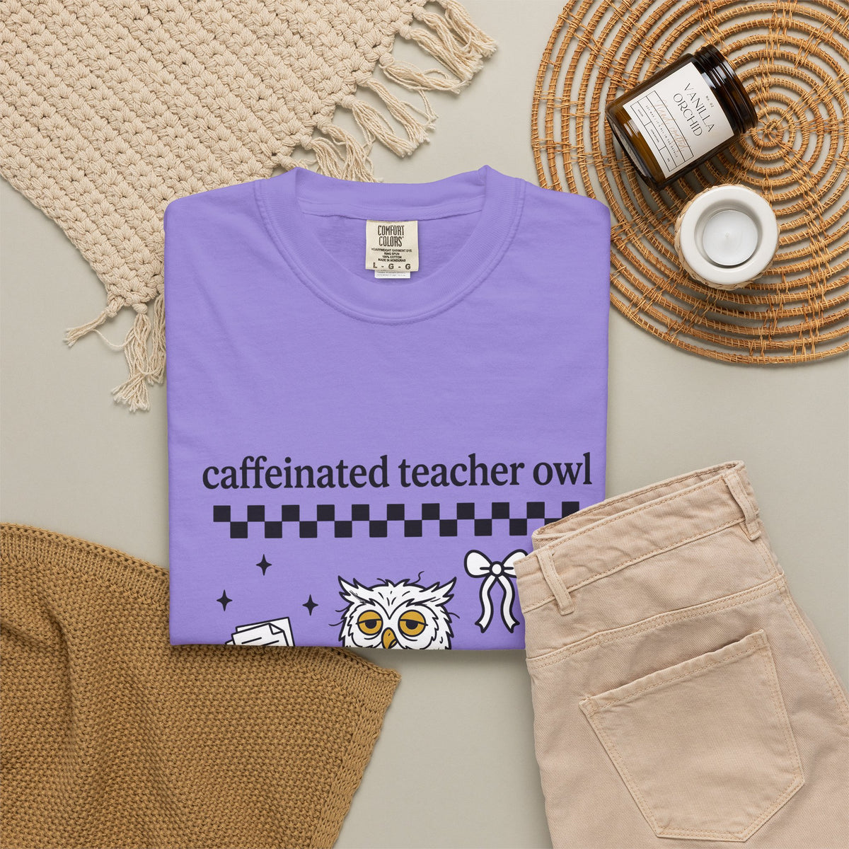 Coffee Owl T-Shirt Teacher Pets Gift Women Kawaii T-Shirt Owl T-Shirt Educator Enthusiast Cute T-Shirt Animal Graphic Hand Drawn Twinkles T-Shirt