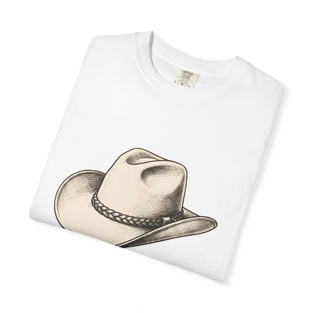 Stetson Hat Cowgirl Rodeo Gift Hand Drawn Cowboy Hat Cowgirl Fan Illustrated Rodeo Cartoon T-Shirt