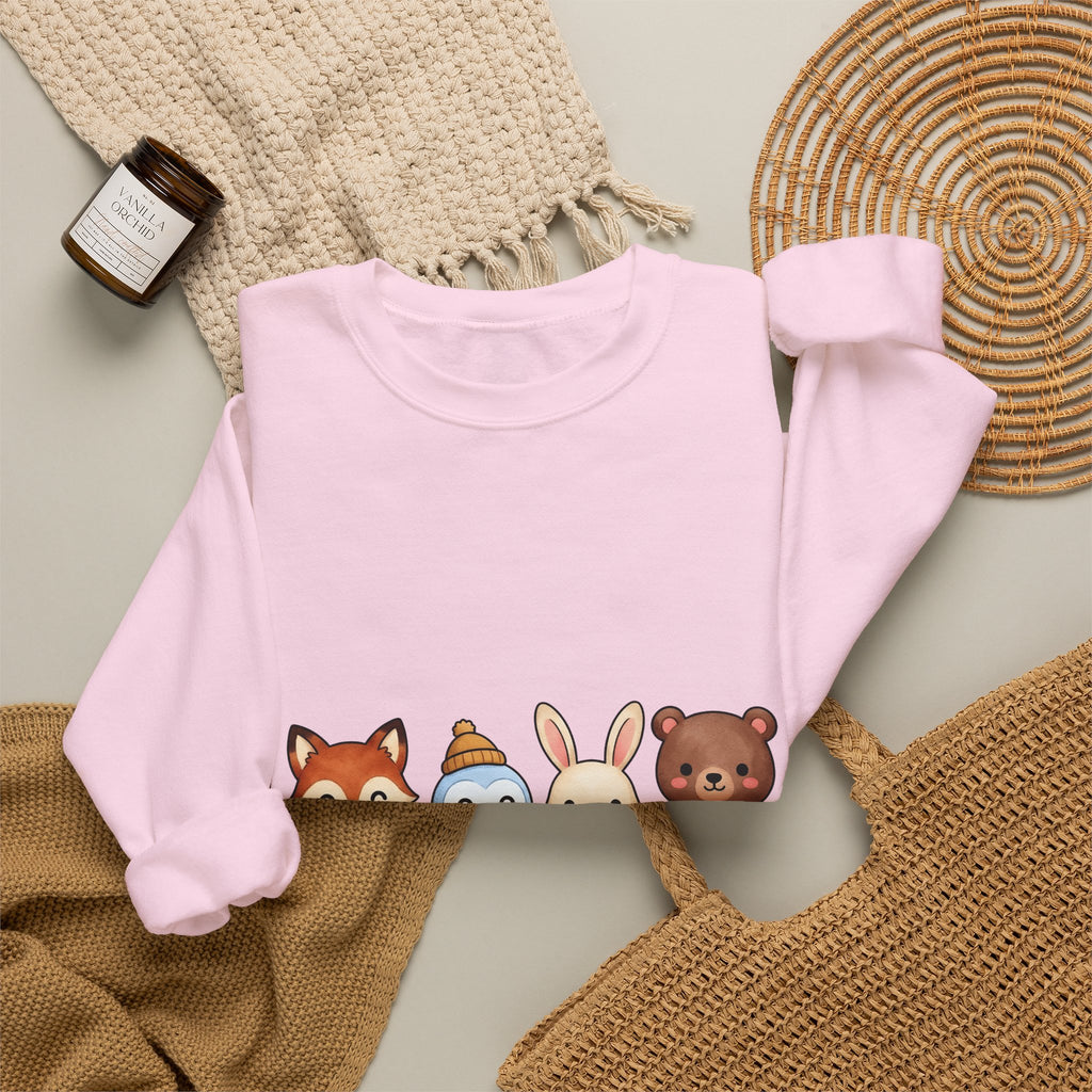 Forest Creatures Sweatshirt Christmas Wildlife Gift Women Adorable Sweatshirt Woodland Sweatshirt Xmas Fan Cute Sweatshirt Animal Graphic Comic Mistletoe