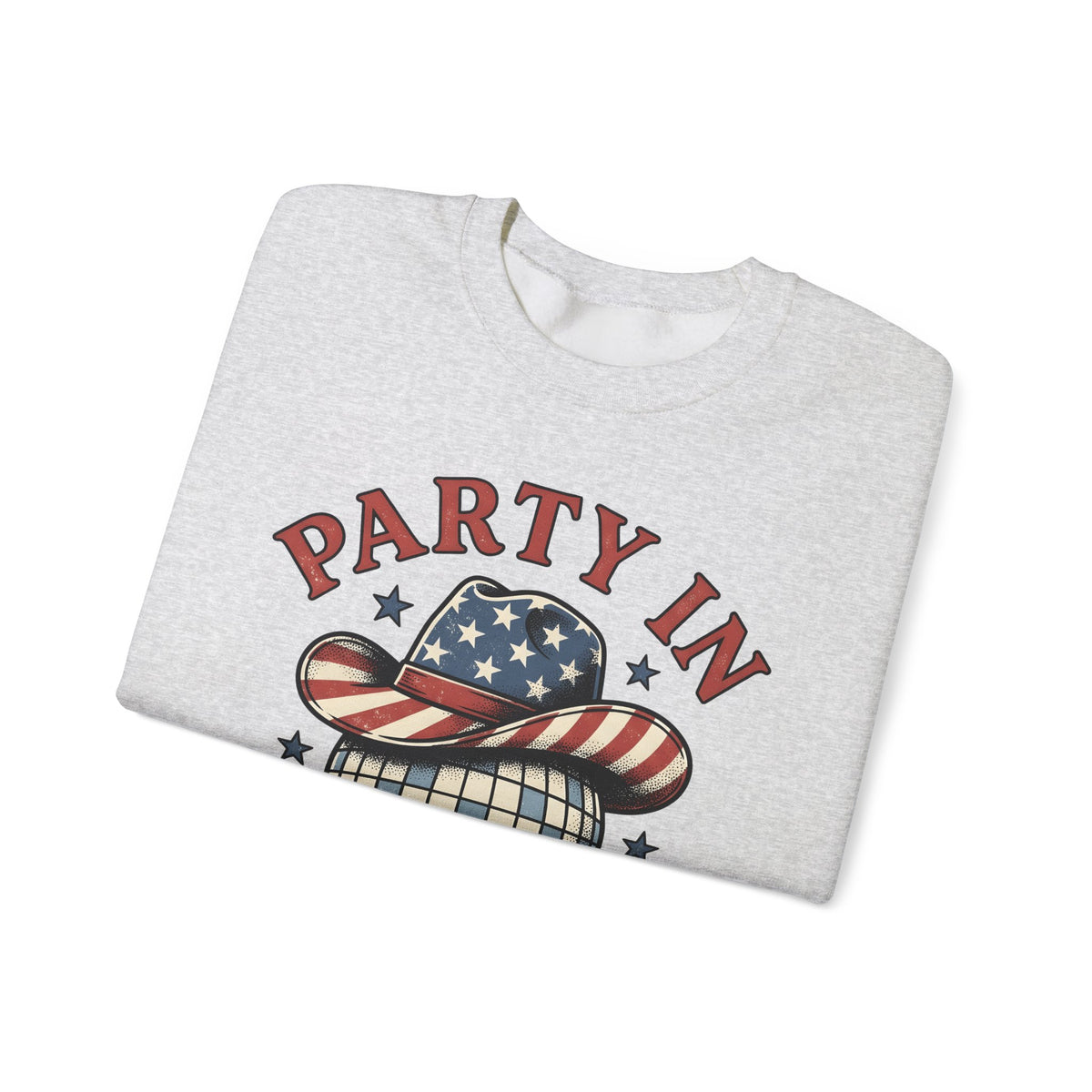 Disco Hat Cowboy Sweatshirt 4th Of July Flag Gift Women Distressed Sweatshirt Western Cowboy Sweatshirt Independence Day Fan Vintage Sweatshirt Patriotic