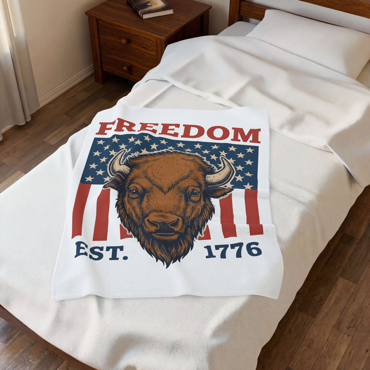 Buffalo Head Blanket America Independence Gift Women Antique Blanket Bison Blanket Patriot Fan Vintage Blanket Liberty Graphic Heritage Stars