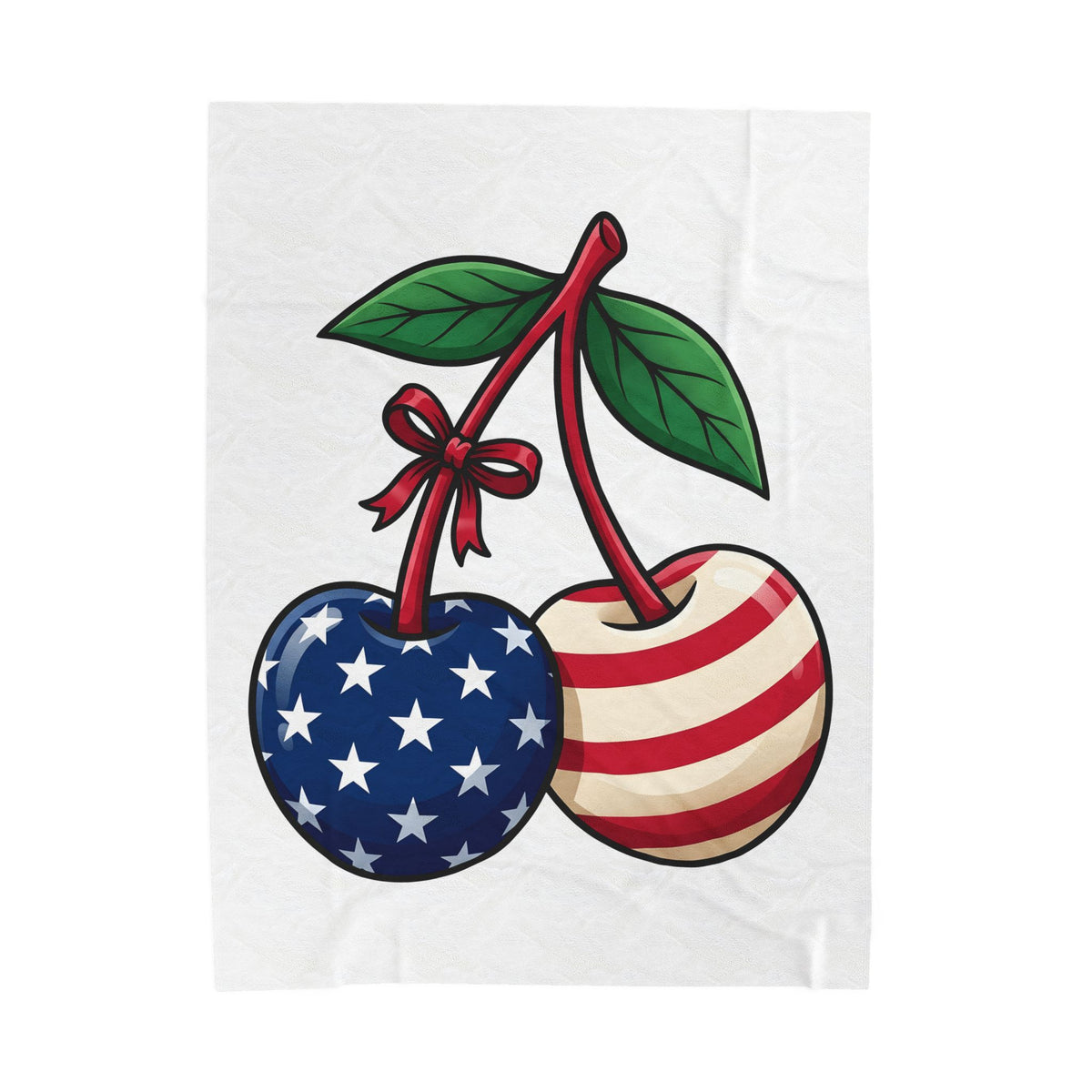 American Cherries 4Th Of July Beach Gift Comic Cherry Independence Day Fan Cartoon Coastal Blanket