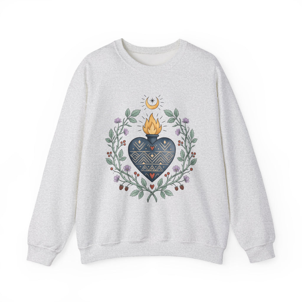 Sacred Heart Sweatshirt Boho Chic Spiritual Gift Women Folk Art Sweatshirt Heart Sweatshirt Hippie Enthusiast Primitive Sweatshirt Mystical Graphic Vintage
