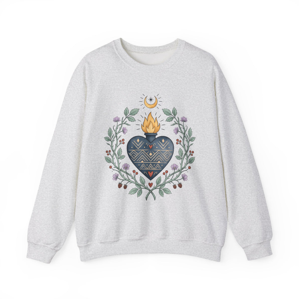 Sacred Heart Sweatshirt Boho Chic Spiritual Gift Women Folk Art Sweatshirt Heart Sweatshirt Hippie Enthusiast Primitive Sweatshirt Mystical Graphic Vintage