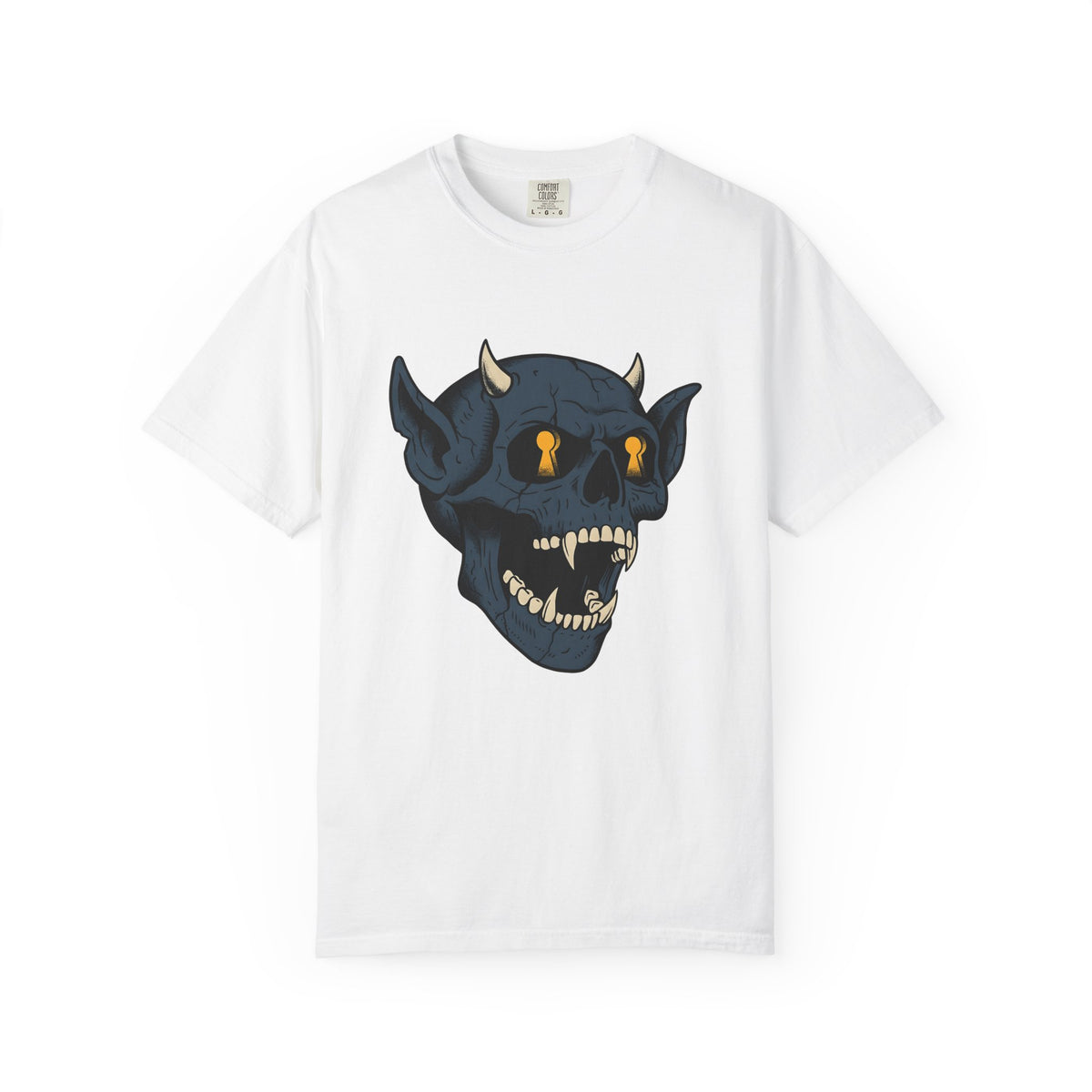 Devil Skull T-Shirt Halloween Horror Gift Women Tattoo T-Shirt Skull T-Shirt Horror Fan Scary Graphic T-Shirt Retro Teeth T-Shirt