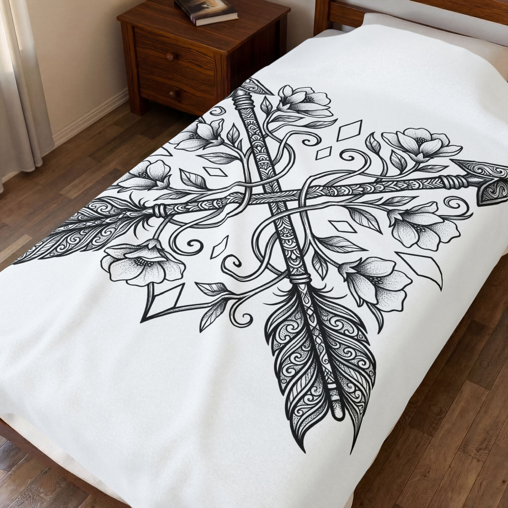 Crossed Arrows Blanket Cowgirl Rodeo Gift Women Tribal Blanket Arrows Blanket Cowgirl Fan Native Blanket Rodeo Graphic Classic Blossom Blanket