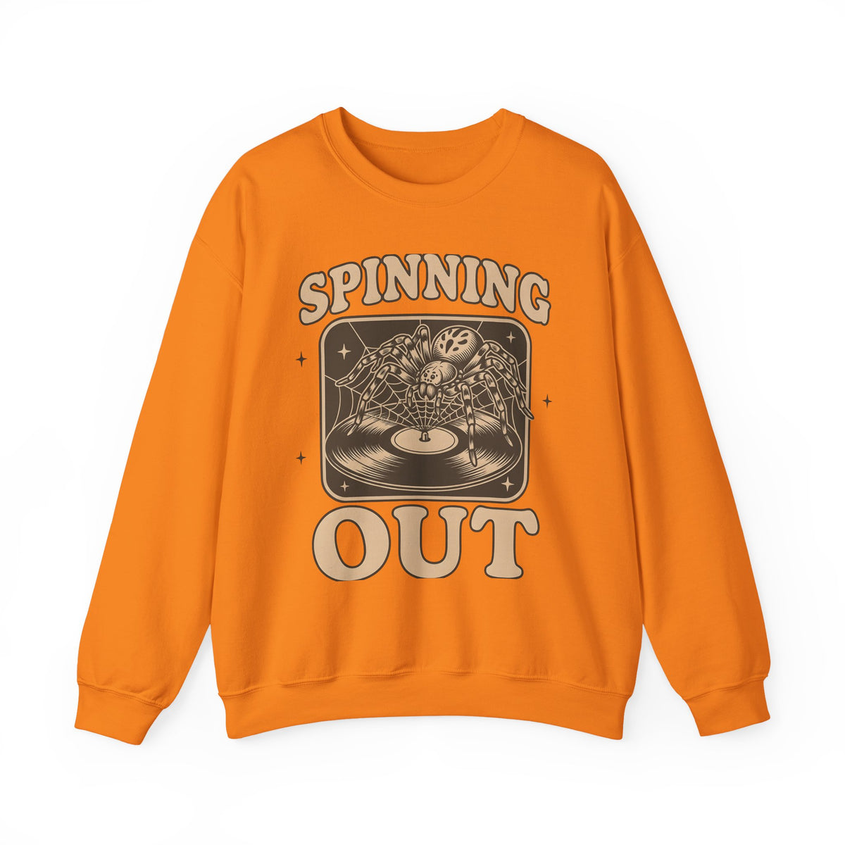 Arachnid Record Player Sweatshirt Halloween Gear Gift Women Throwback Sweatshirt Vinyl Player Sweatshirt Horror Fan Retro Sweatshirt Equipment Graphic Classic