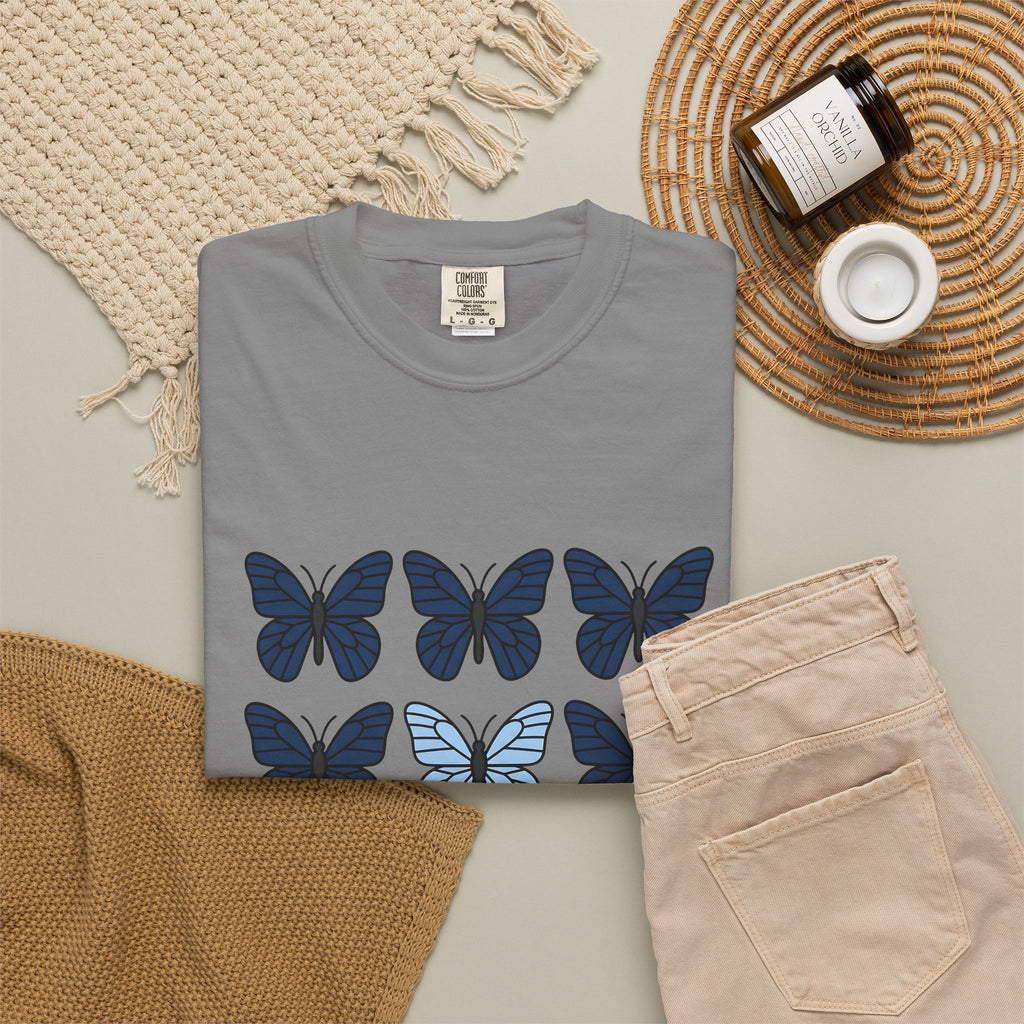 Butterfly Motif T-Shirt Boho Chic Plants Gift Women Plain T-Shirt Butterfly T-Shirt Hippie Fan Simple T-Shirt Floral Graphic Fresh Proportion
